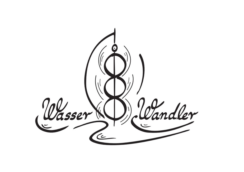 Logo Wasser-Wandler: schwarze Schwungzeichnung mit Schleife